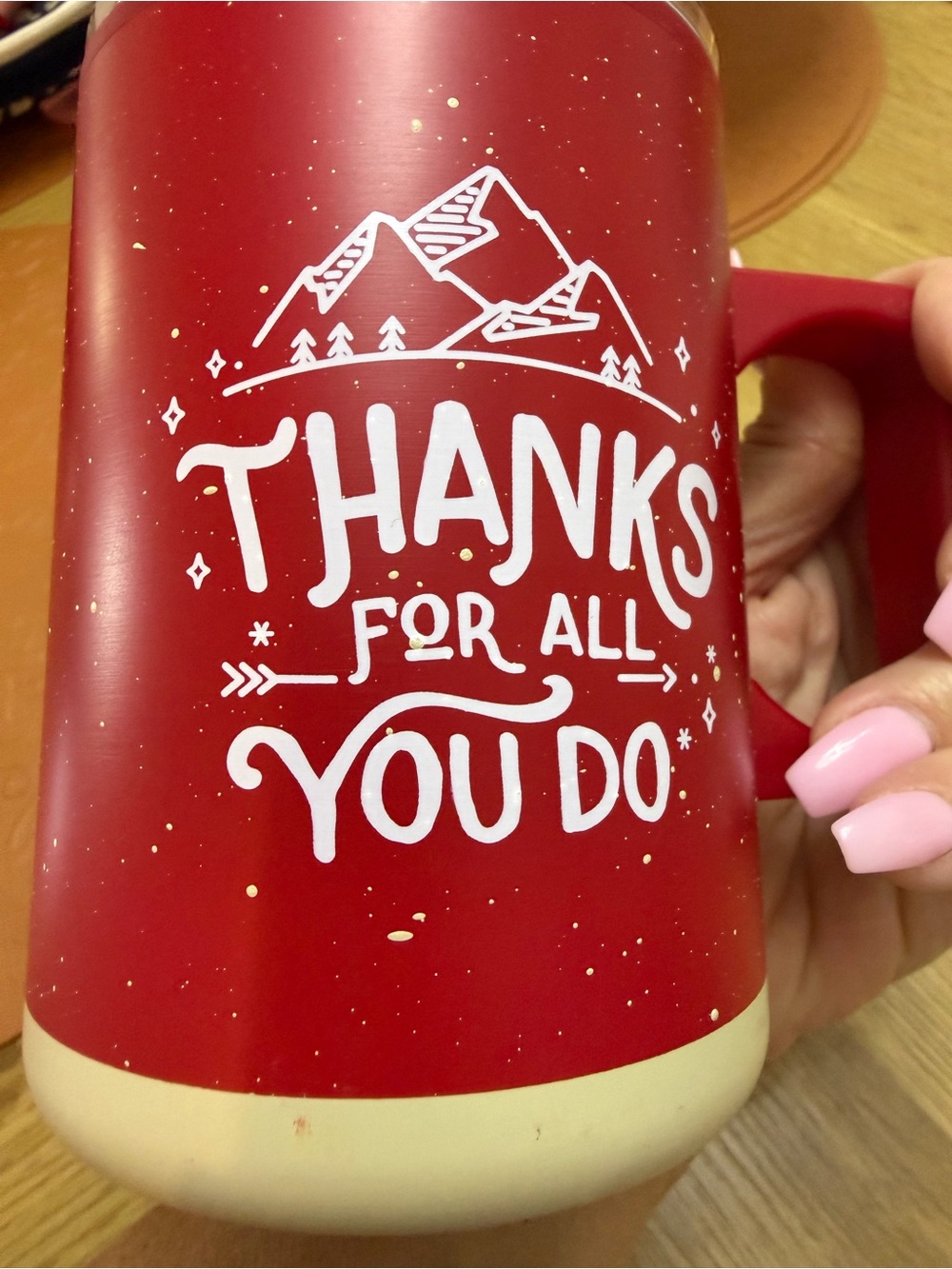 Red Insulated Travel Mug with Handle - Motivational Quote